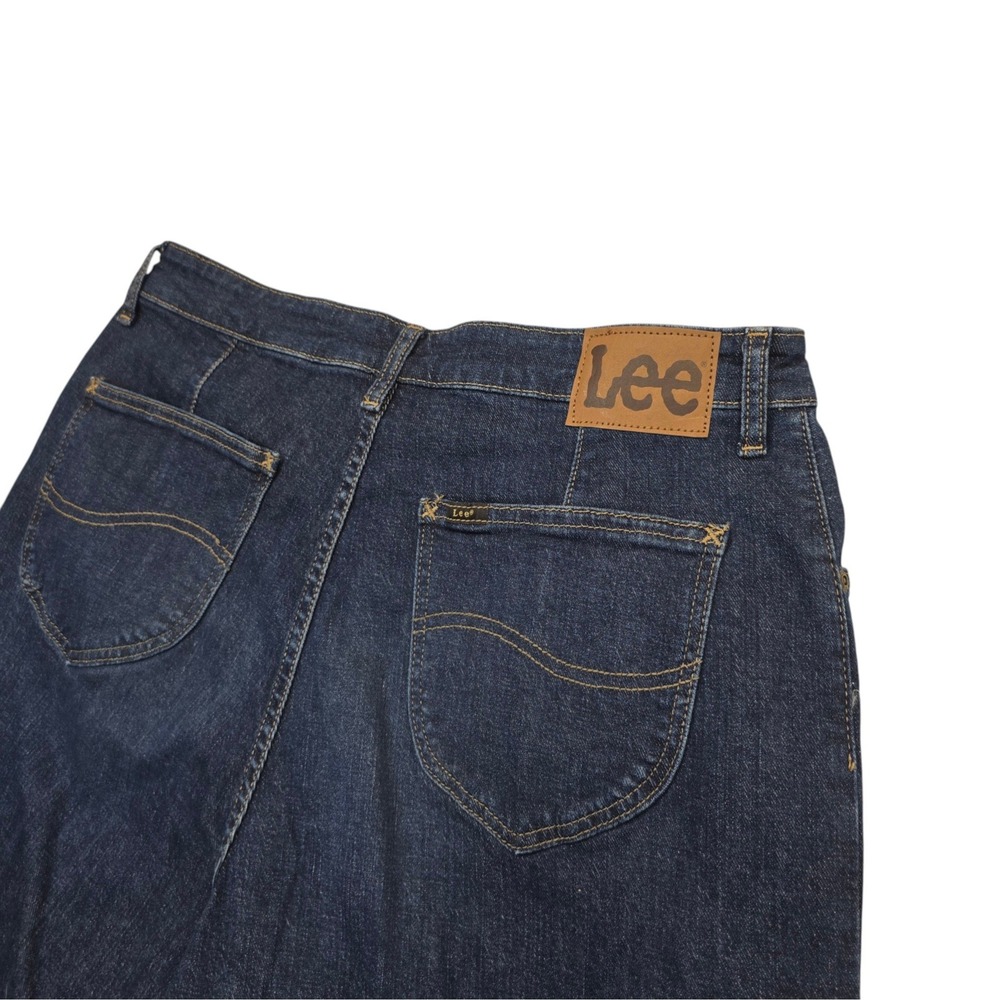 Lee Womens High Rise Wide Leg Jeans Dark Wash Indigo Denim 33x31 Baggy Retro - Picture 9 of 10